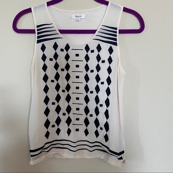 Madewell Cascade Ivory Embroidered Diamond Tank - Picture 2 of 6